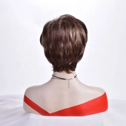 Wholesale natural wig for women brown synthetic hair short straight wig cheap online wholesale online