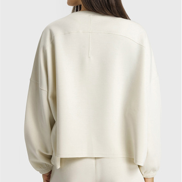 Jade White Womens Pullover Oversized Drop Shoulder