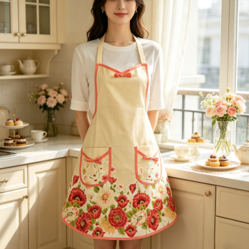 Floral Skirt Design Bow Knot Kitchen Apron
