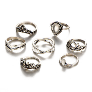 Vintage Knuckle Ring Set for Women Girls Stackable Rings Set Hollow Carved Flowers