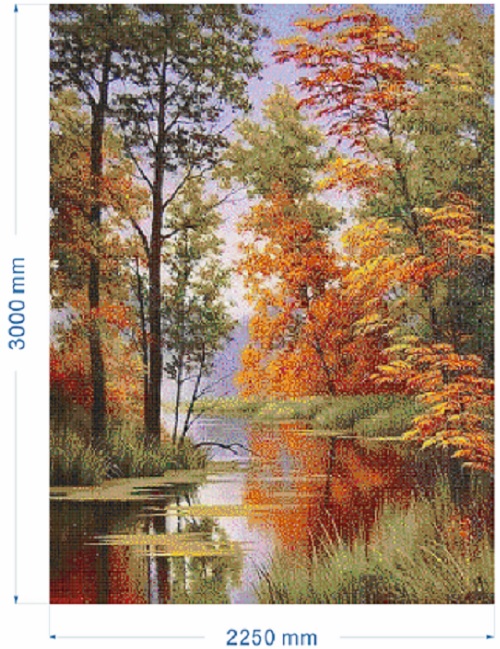 Maple Lake View Glass Mosaic Oil Painting Mural