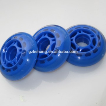 Hot Sale transparent PU roller skate 4 wheels with blue PP core in 72x24mm