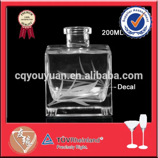 Square shape clear glass diffuser bottle 200ml