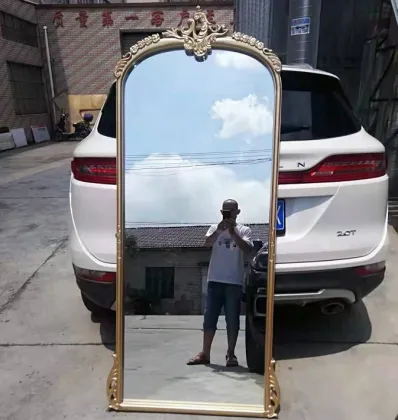 High-end French Solid Wood Antique Standing Dressing Mirror