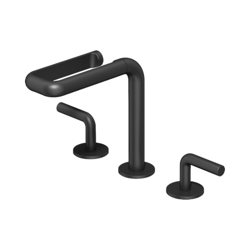 Integrated shelf double lever 3 hole basin faucet