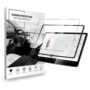 Black Rear Screen Protector for Tesla Model 3 2023 - Tempered Glass for Center Control Touch Screen