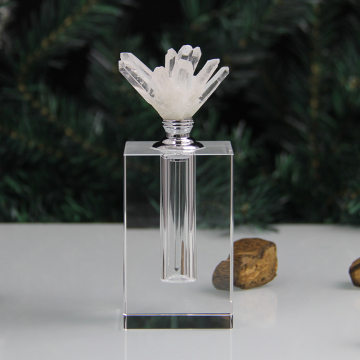 Wholesale 12ML Vintage Natural Crystal Agate Stone Cluster Empty Oil Bottle