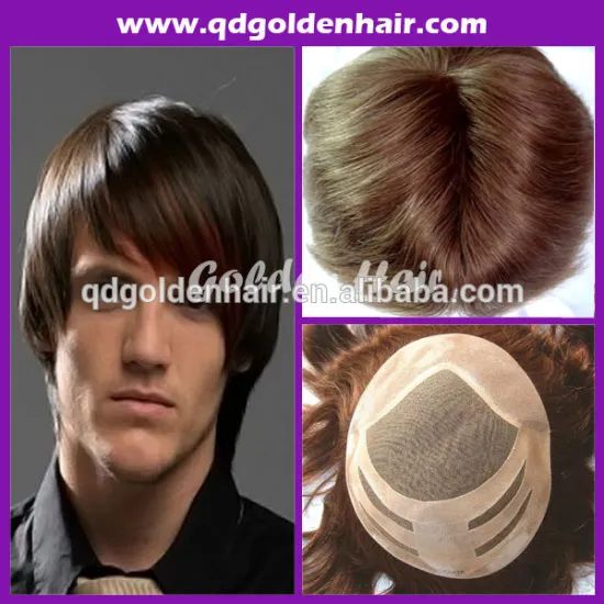 Golden Hair High Quality Remy Natural Brazilian Hair Piece In Toupee