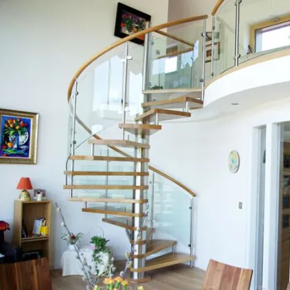 Customized Glass Spiral Stairs and Circular Stairs: Stainless Steel and Metal Iron Treads DBM