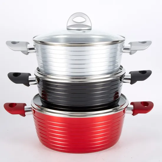 High-Quality Non-Stick Aluminum Casserole Sets with Induction Bottom for Kitchen Soup Cooking
