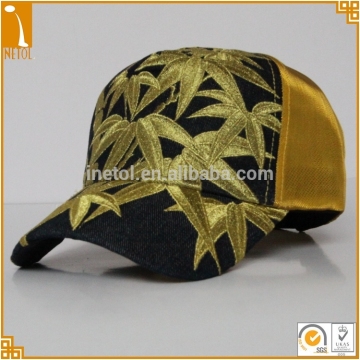Chinese culture bamboo embroidery 5 panel mesh trucker caps