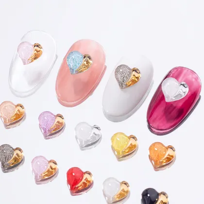 Two Tone Purple Peach Resin Diamond Nail Accessories