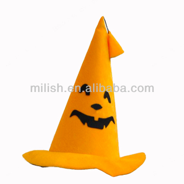 Halloween Cheap Wholesale Fancy Decorative orange Velvet fabric Witch Hat MH-1782