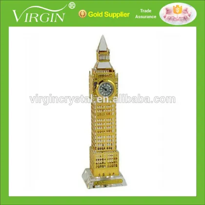 Factory direct wholesale gold Big Ben model crystal clock for holiday souvenir gift