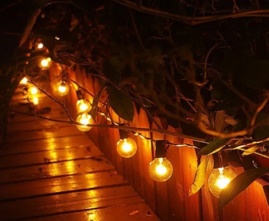 string light with 25pcs G40 Copper wire led bulbs