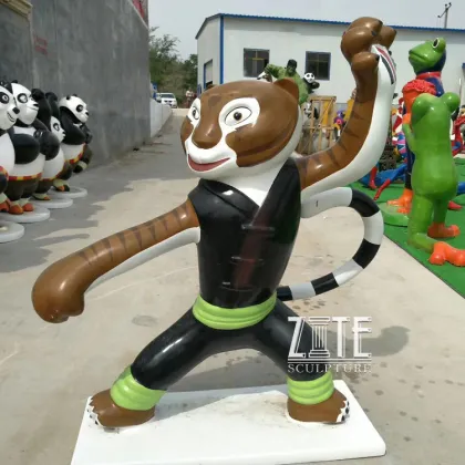 Park garden movie character sculpture resin kung fu panda master shifu raccoon statue