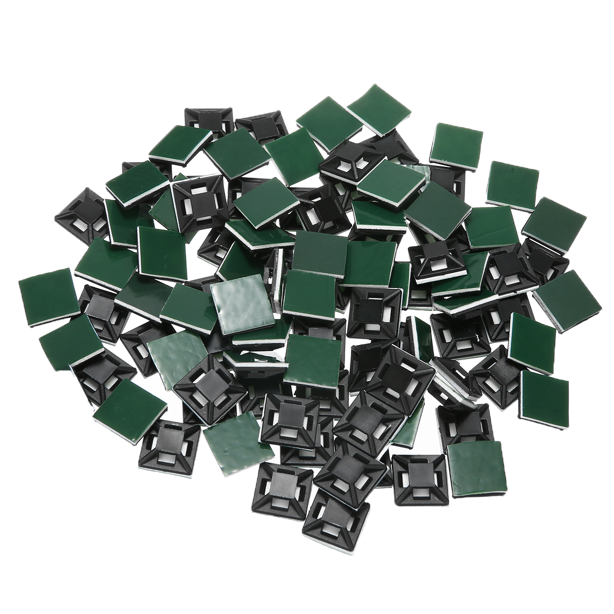 100PCS/Set Green Cable Base Mounts 12.5*12.5mm Self Adhesive Cable Wire Zip Tie Mounts Bases Wall Holder Fixing Seat Clamps
