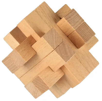 Wooden 3D Puzzle Game: Cube Magic Ball - Luban Lock Brain Teaser Toy