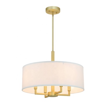 Modern Adjustable Light Drum Pendant Lamp - Satin Brass Ceiling Light