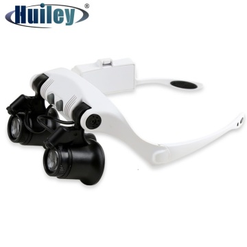 10X 15X 20X 25X Illuminated Helmet Magnifier Double Eye Glasses Loupe Third Hand Magnifying Glass for Jeweler Watch Repairing