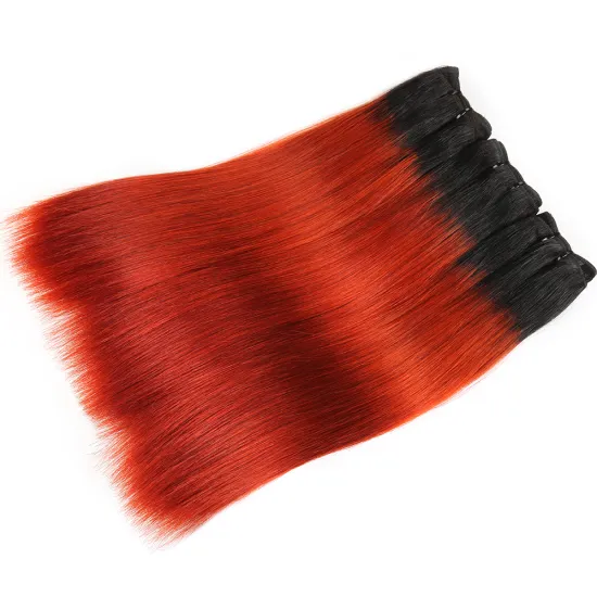 Wholesale Unprocessed Ombre Double Drawn Cuticle Aligned Remy Virgin 1B Light Orange Hair