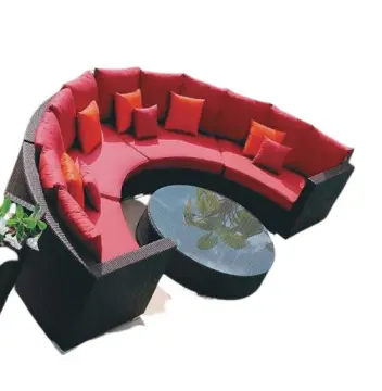Semi Circle Rattan Outdoor Garden Sectional Sofa