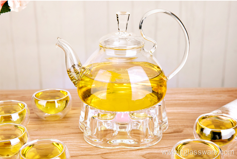 Heat resistant handmade glass tea pot in stock