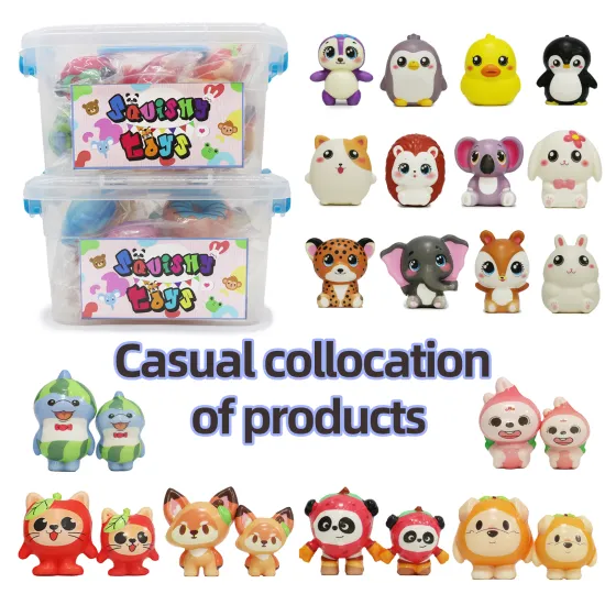 24-100pcs Mochi Squishy Squeeze Toy Set: Birthday Party Favors & Stress Relief for All Ages with Storage Box