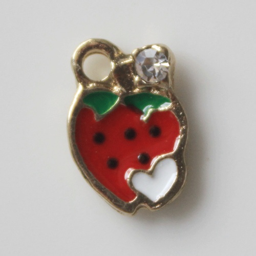 Wholesale Kawaii Loose Metallic Strawberry Fruit Charms Alloy Pendant Beads for DIY Jewelry Making Accessories