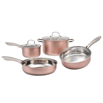 7pcs soupe et bouton de pots de couleur rose