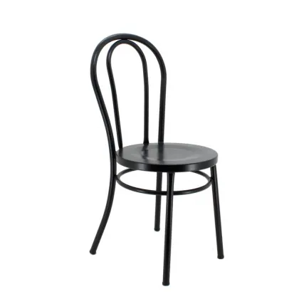 Vintage Black Metal Bentwood Stack Thonet Cafe Chair for Wedding Events and Dining Room