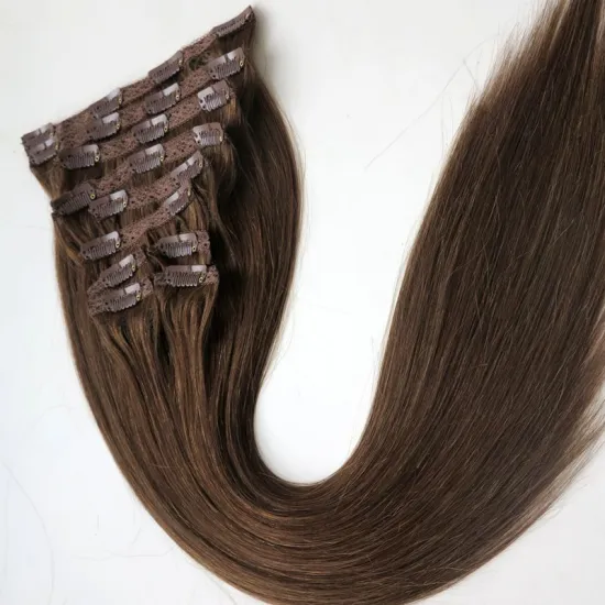 Wholesale Virgin Brazilian 24 Inch Double Drawn Remy Human Hair Extensions Clip In