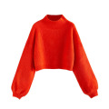 Sweater Lantern Sleeve Ribbed Knit