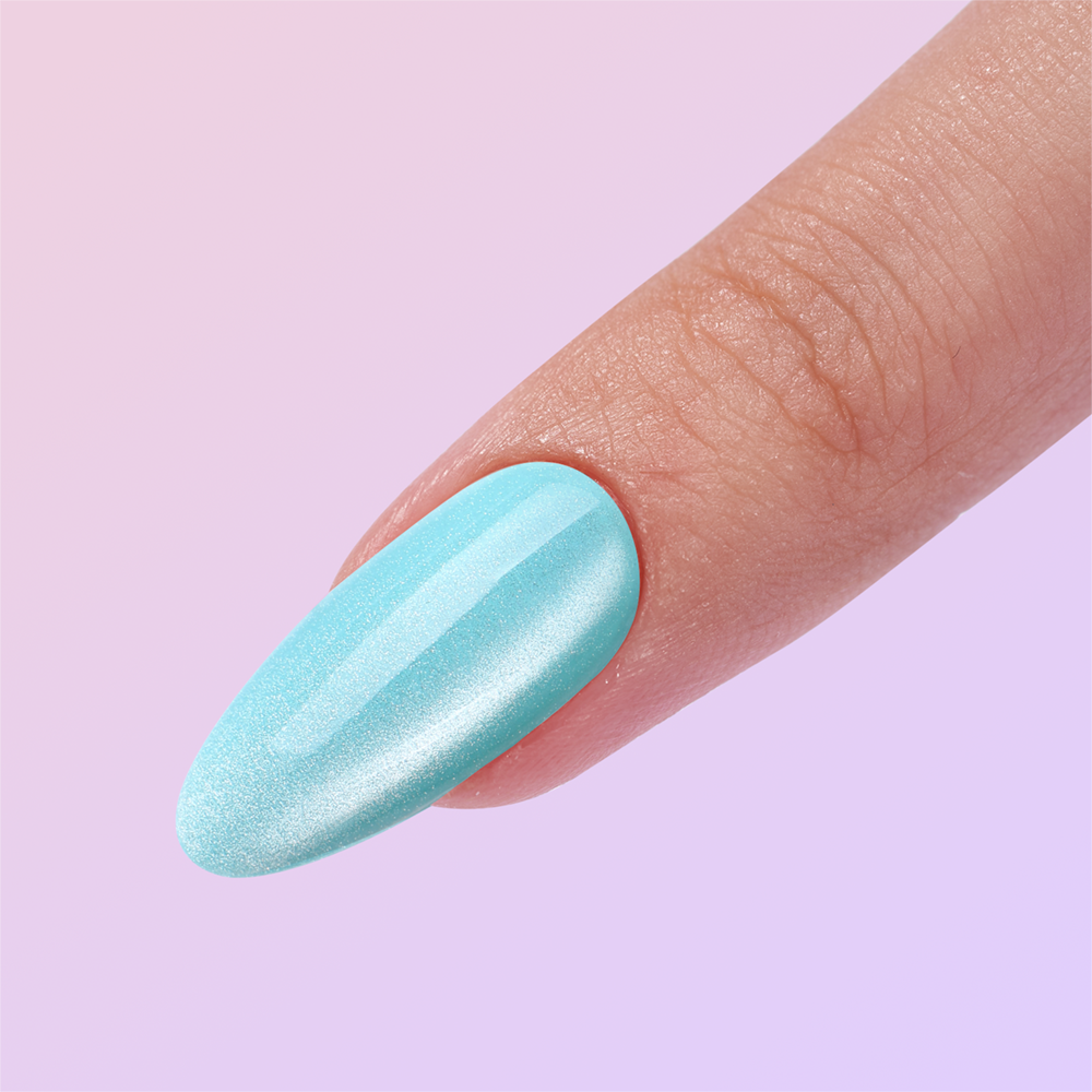 sky blue color cat eye false nail