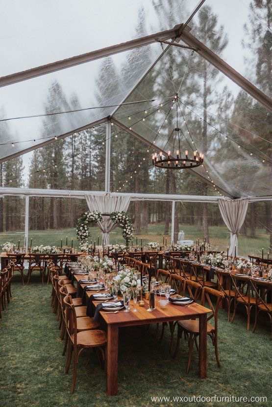 Commercial Outdoor Furniture Wood Top with Metal Legs Restaurant Dining Wooden Hotel Folding Banquet Wedding Table