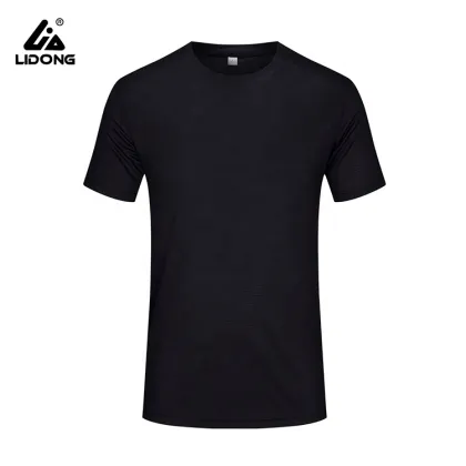 Men Slim Athletic Shirt blank Crew Neck Sport