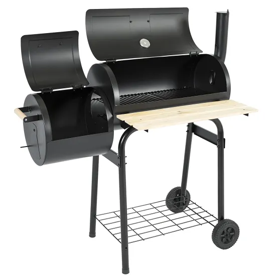 Food Contact Grade  Black Heavy Offset Bbq Grill Smoker