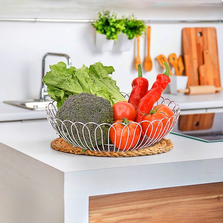 Kitchen Rose-Gold Stainless Steel Basket Vegetables Fruit