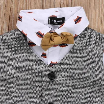 2019 autumn winter baby Boys clothes cotton shirt vest pants kids 4pcs suit baby boy clothing sets infant fall clothing set
