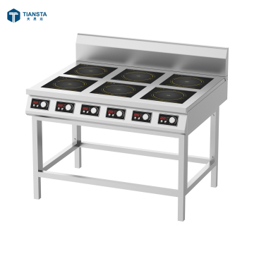 Freestanding Commercial 6-Hob Stainless Steel Double Range with 3500W Induction Cooker