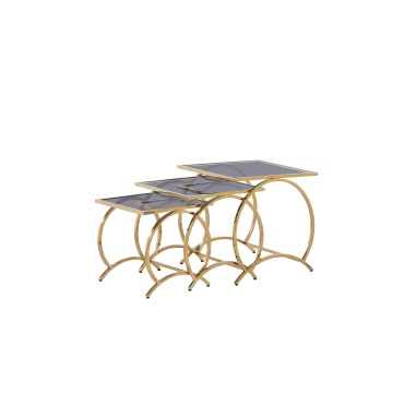 Conjunto de 3 mesas laterais quadradas Gold-Tier