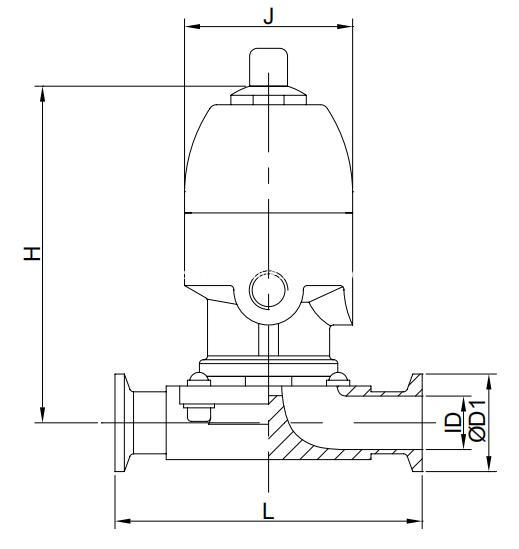 Mini Pneumatic diaphragm valve clamped DIN.