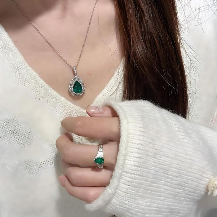 18K 배 연구소 재배 에메랄드 목걸이 맞춤 제작