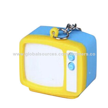 Customized logo free promotional TV shaped LED sound key-chain