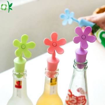 Custom Flower Design Silicone Wine Bottle Stopper