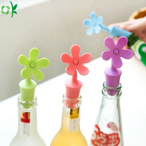 Tappo per bottiglia di vino in silicone con design floreale personalizzato