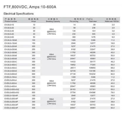 Hudson 200A DC800V Electric Car Fuse