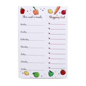 Services d'impression de bloc-notes du planificateur de repas