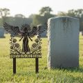 Elegante palo per tomba di angeli in ferro per giardini commemorativi