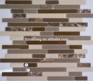 MBP4005 8mm Wall Design Matte finished Glass Mix Stone Mosaic Tiles For Kitchen